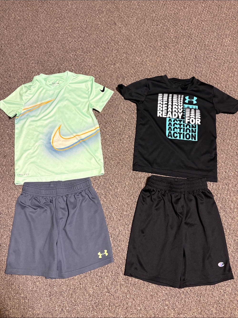Nike & Under Armour Boys Athletic Shirt and Shorts Bundle